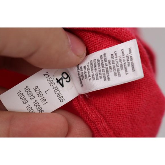 bonobos sweater Mens Large V-neck slim fit red merino wool knit jumper solid - Picture 5 of 9